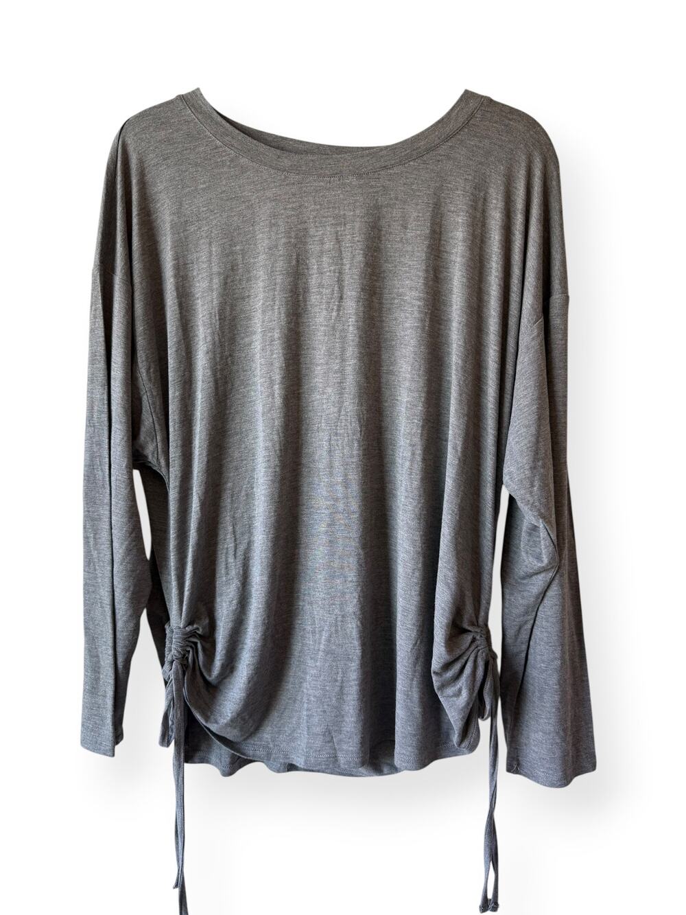 Lane Bryant NWT Gray Ruched Side Tie Long Sleeve Tunic Top 14/16